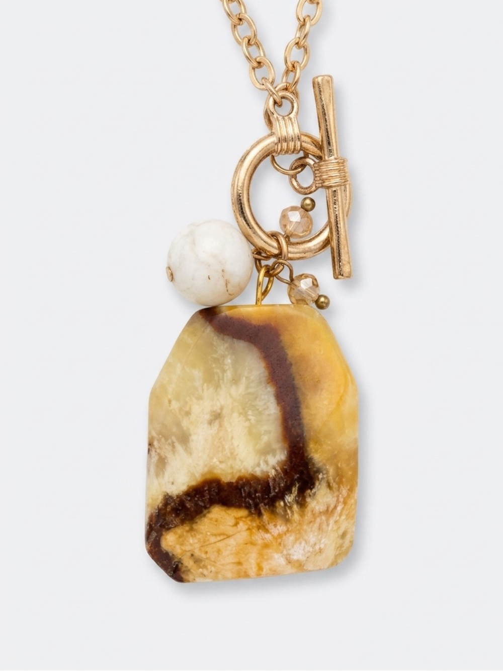 Boho Jasper Stone Toggle Pendant Necklace - Picture 3 of 5